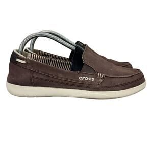 Crocs Walu Brown Canvas Slip-On Loafers Women’s Size 10 Comfort Casual Shoes